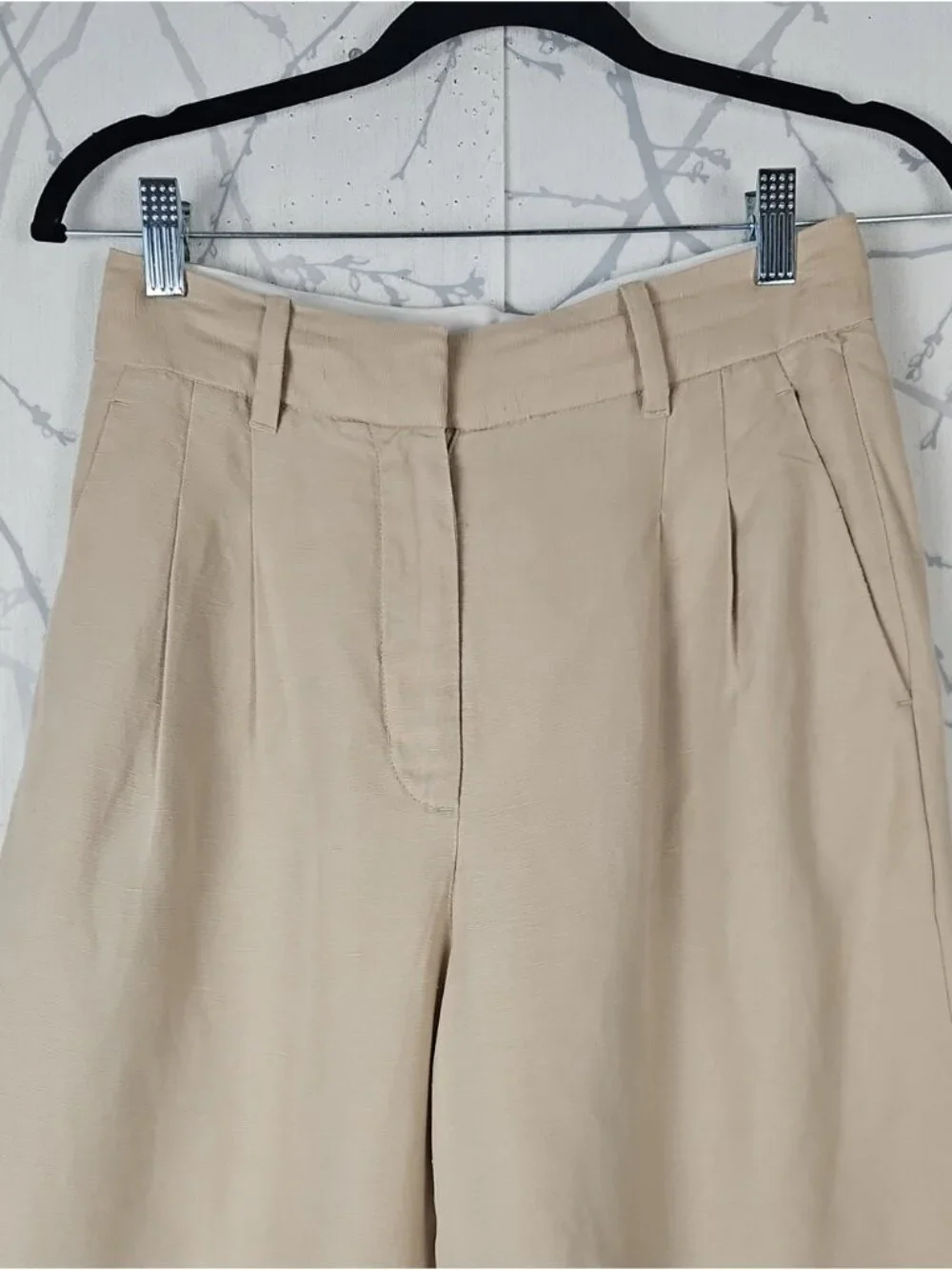 Wilfred Beige Cream Pleated Tencel Linen High Rise Effortless Pants